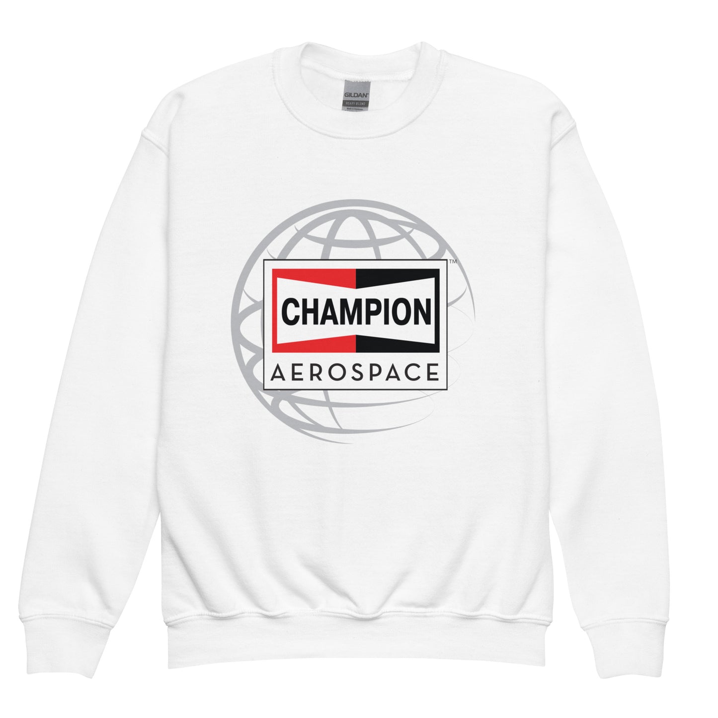 Champion Aerospace Vertical Logo Youth Crewneck Sweatshirt