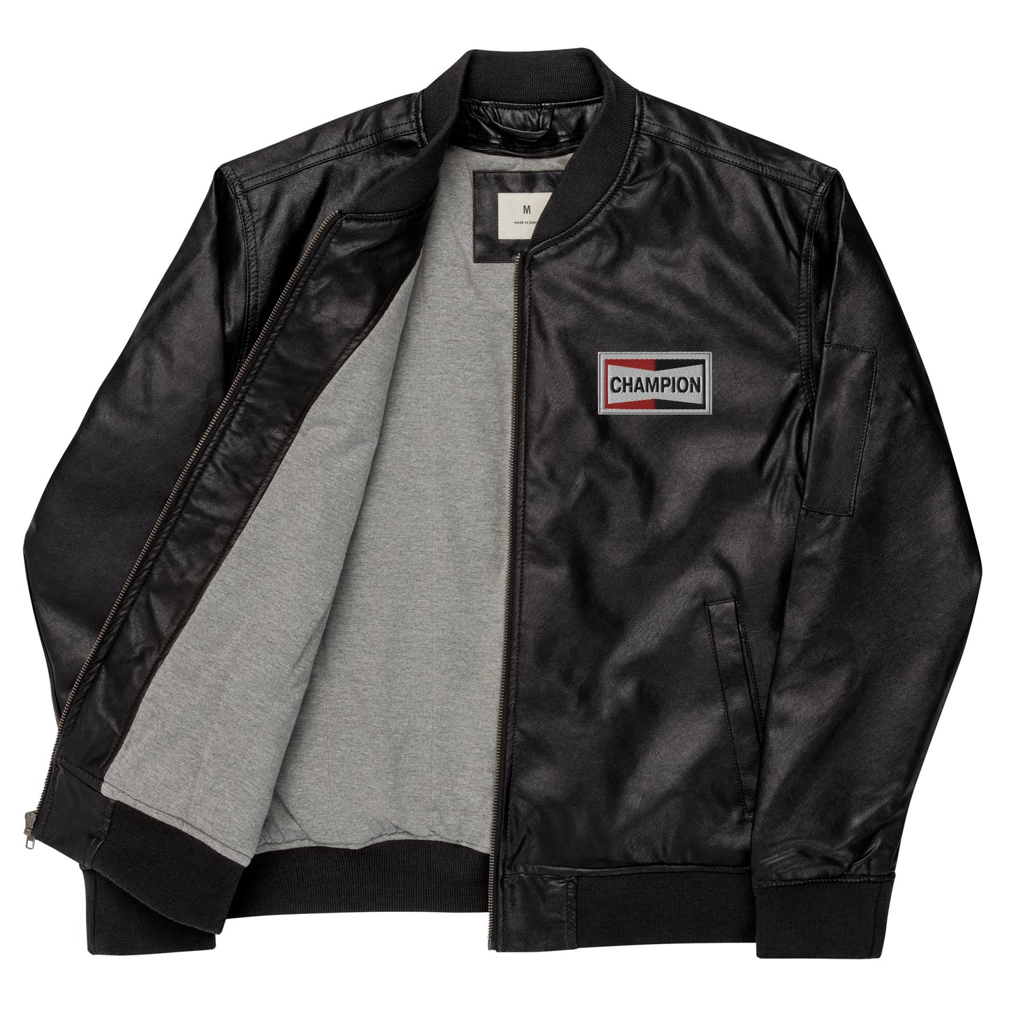 Champion Bowtie Leather Bomber Jacket