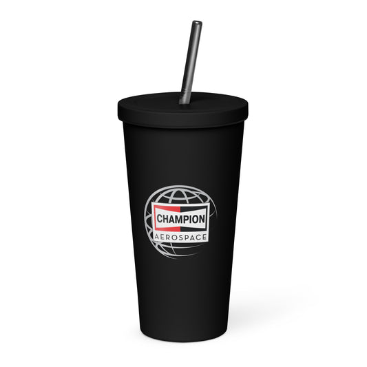 Champion Aerospace Vertical Logo Insulated Tumbler with a Straw