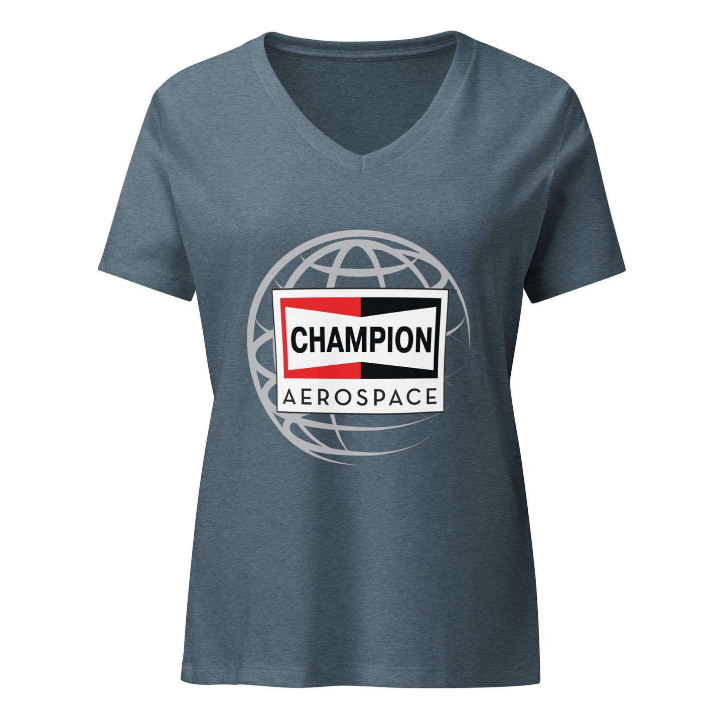 Champion Aerospace Vertical Logo Women’s Relaxed V-Neck T-shirt