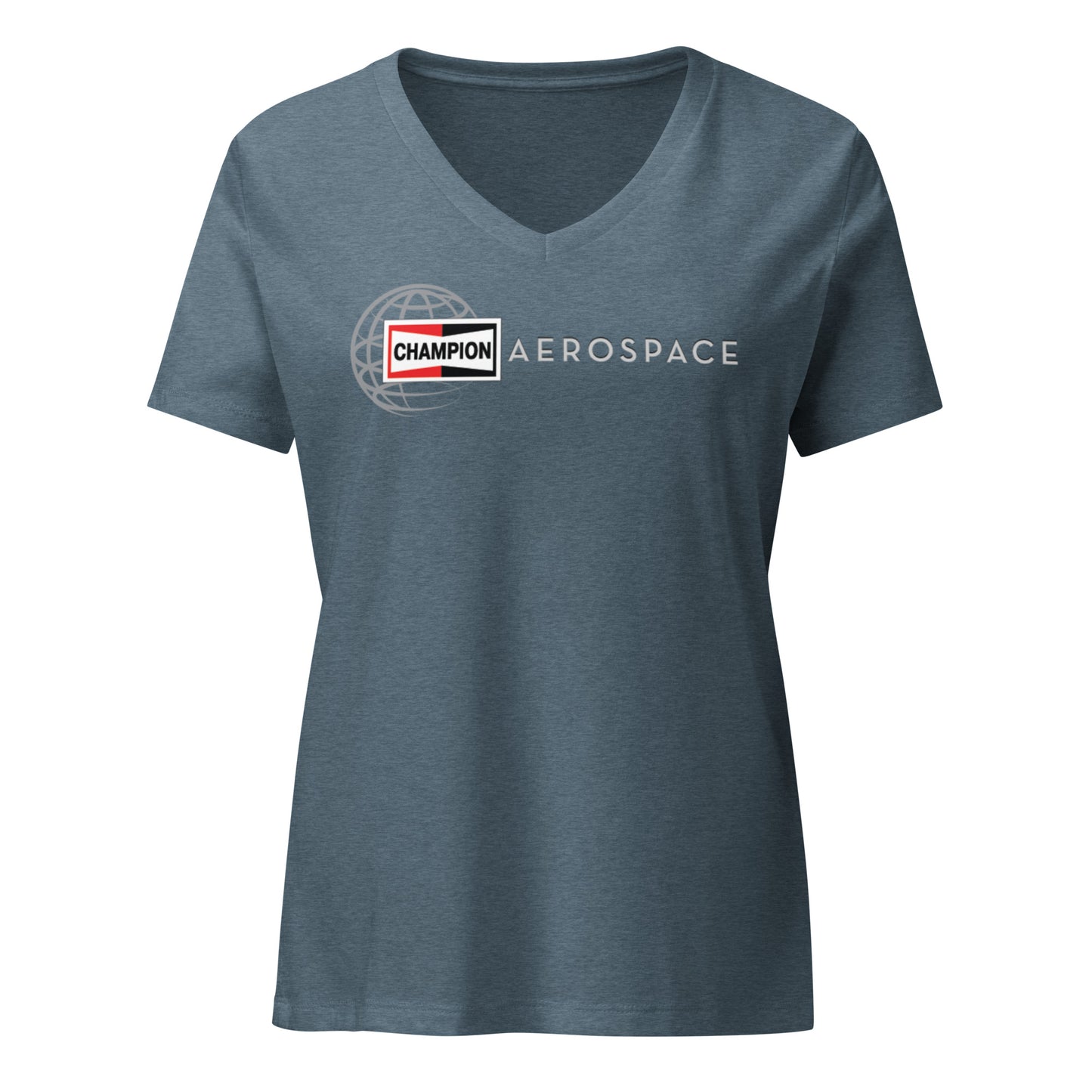Champion Aerospace Vertical Logo Women’s Relaxed V-Neck T-shirt