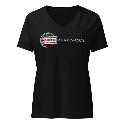 Champion Aerospace Vertical Logo Women’s Relaxed V-Neck T-shirt