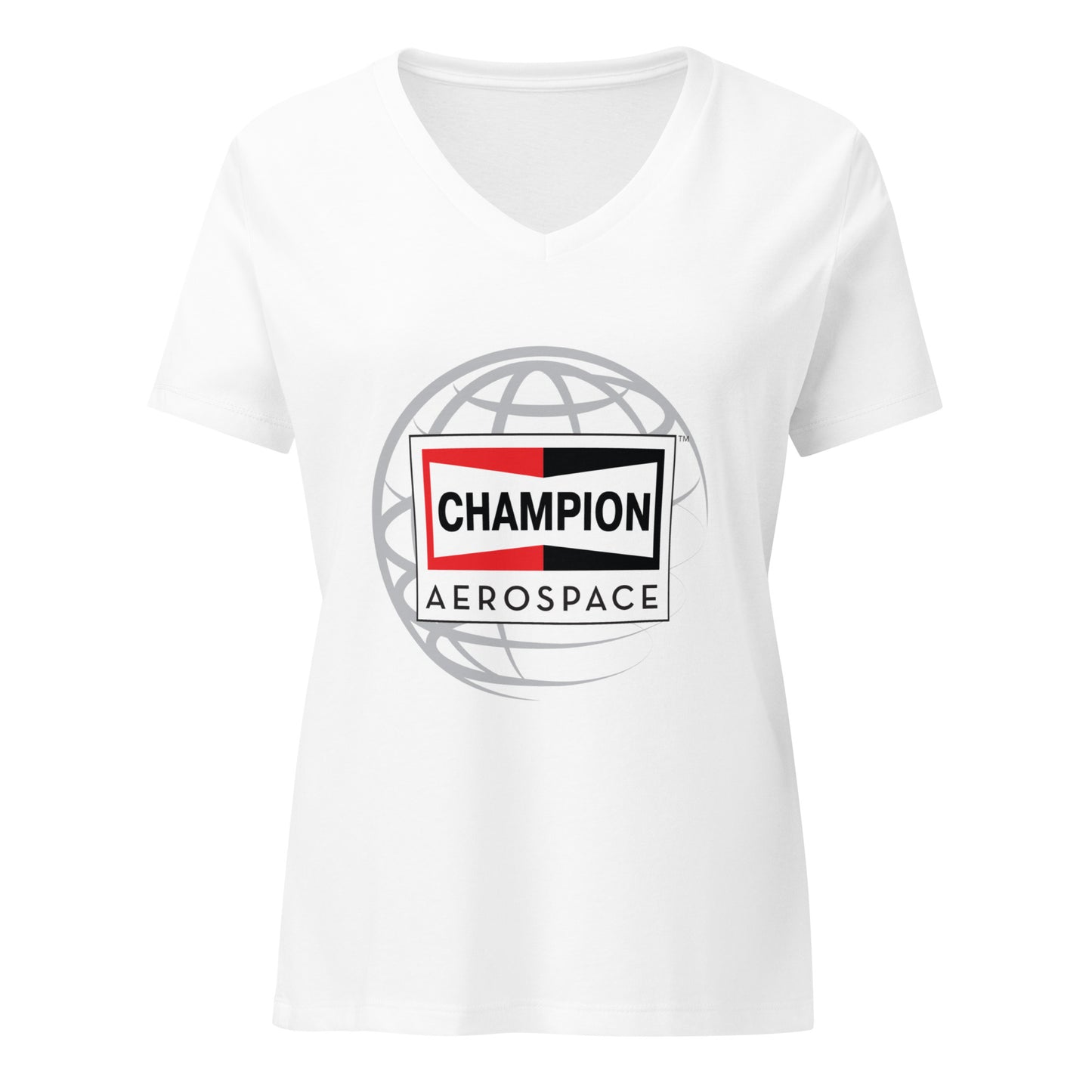 Champion Aerospace Vertical Logo Women’s Relaxed V-Neck T-shirt
