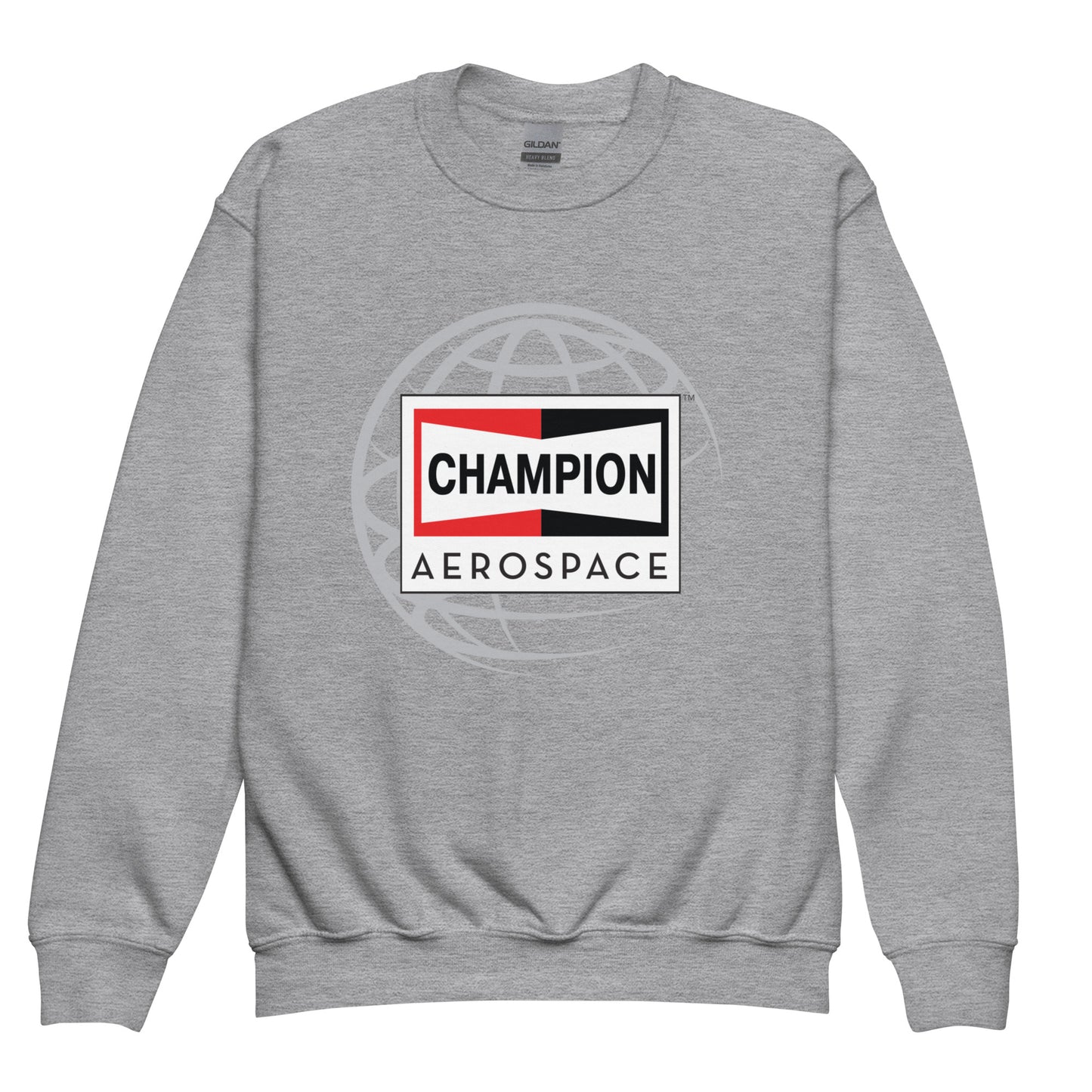 Champion Aerospace Vertical Logo Youth Crewneck Sweatshirt